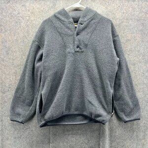 EBTEK Eddie Bauer Pullover Men Small Gray Mock Neck Vintage USA Fleece Sherpa